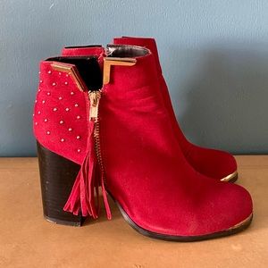 Tobi Red Fringe Booties